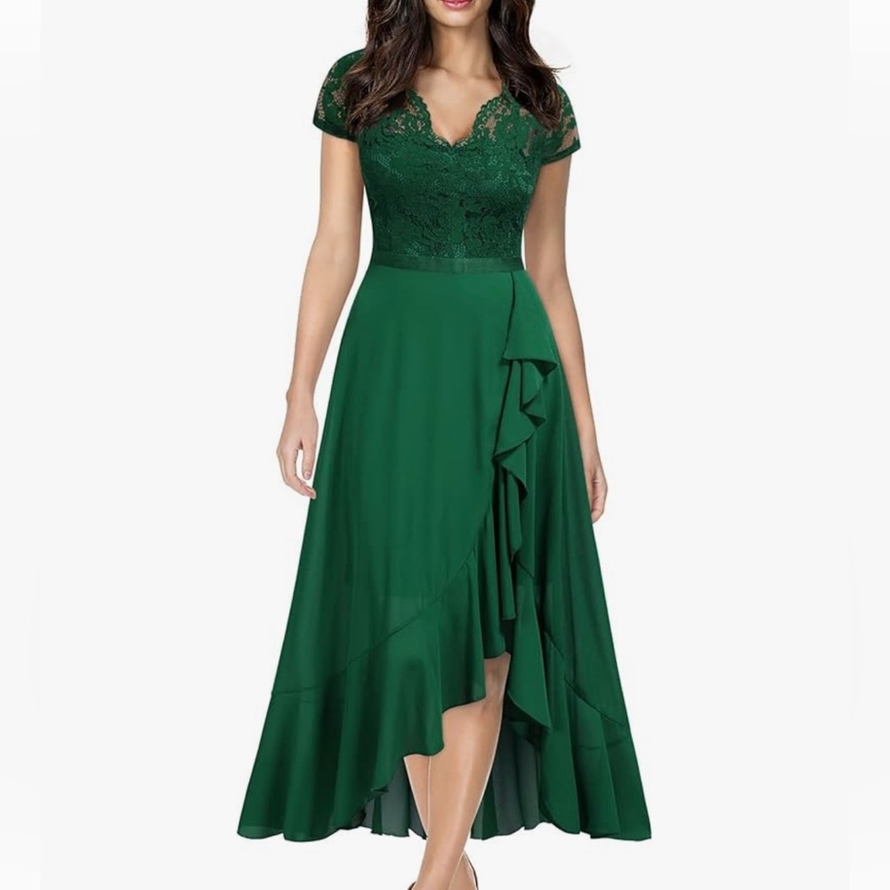 Miusol Women's High Low Dress in Deep Green